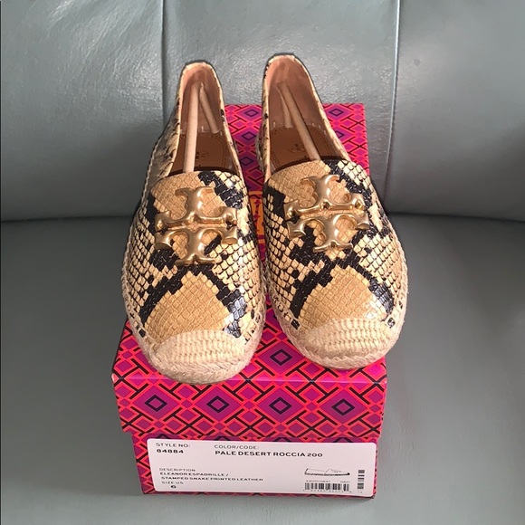 NWT  Tory Burch® Eleanor Snakeskin Embossed Espadrille - Picture 2 of 16